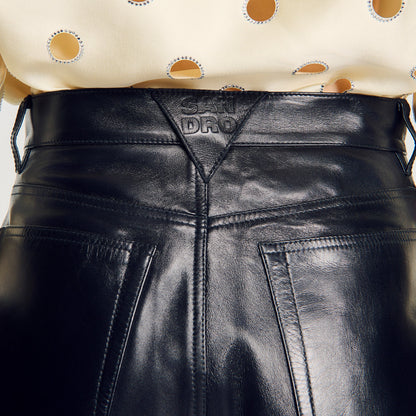 Neo Leather barrel-leg trousers Black