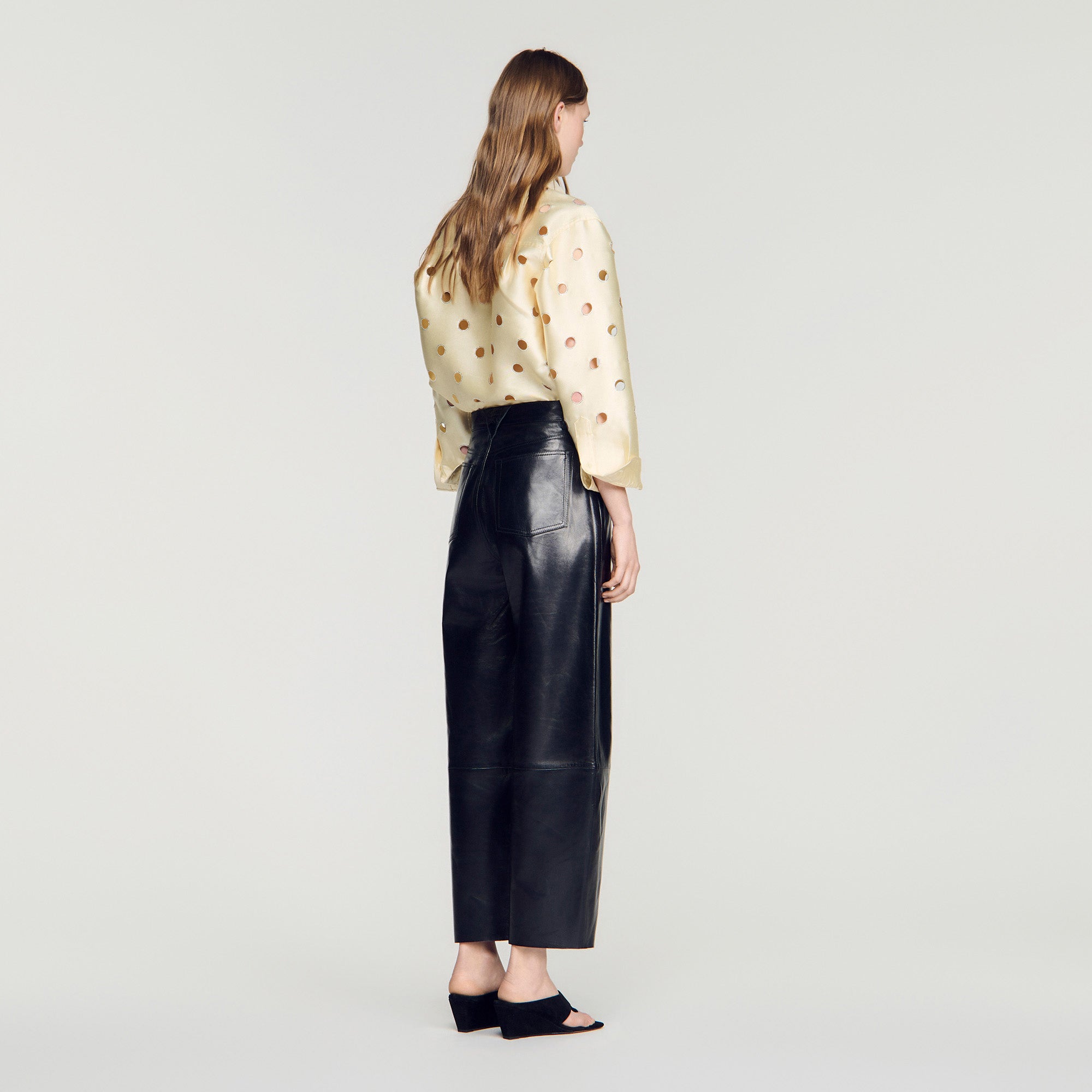 Neo Leather barrel-leg trousers Black