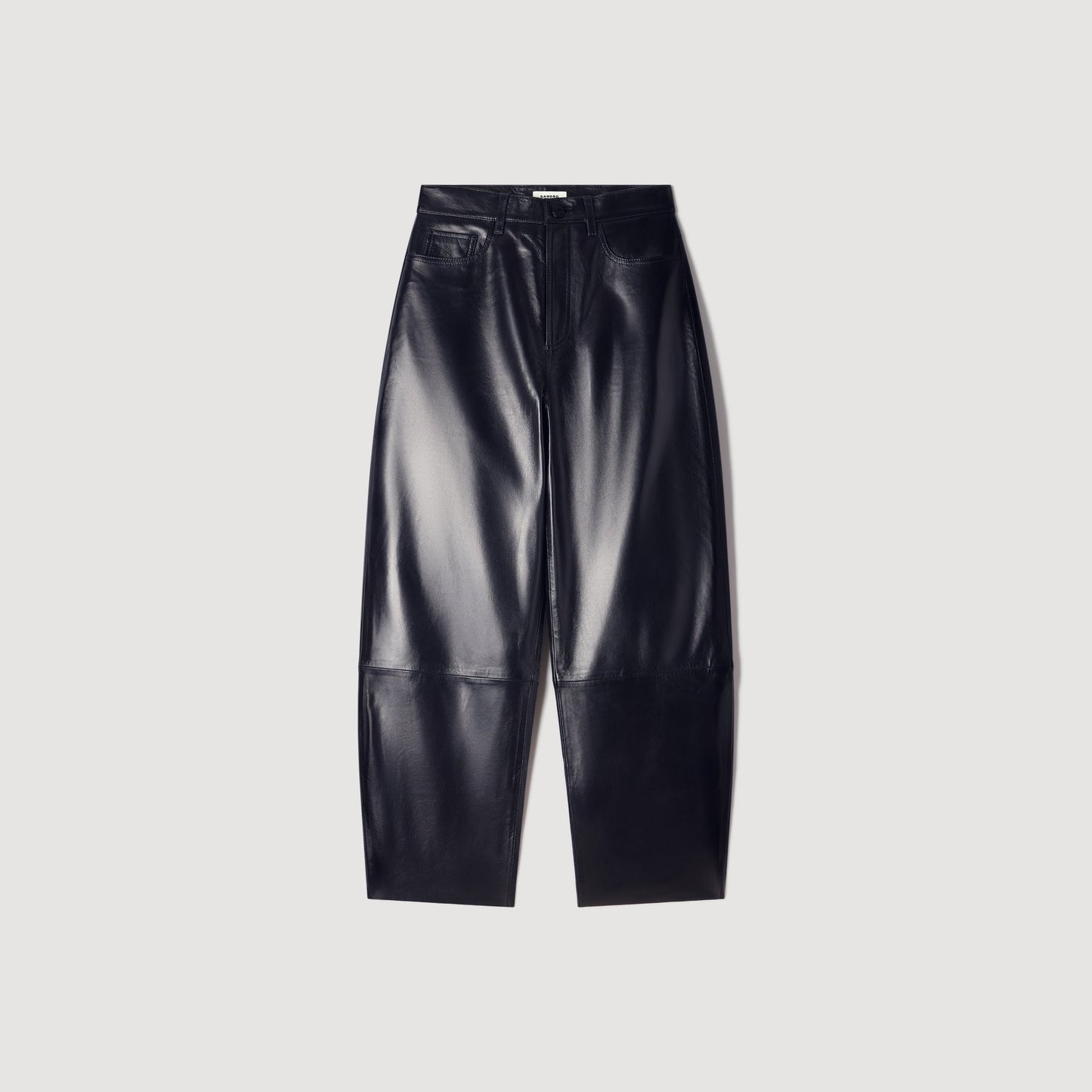 Neo Leather barrel-leg trousers Black