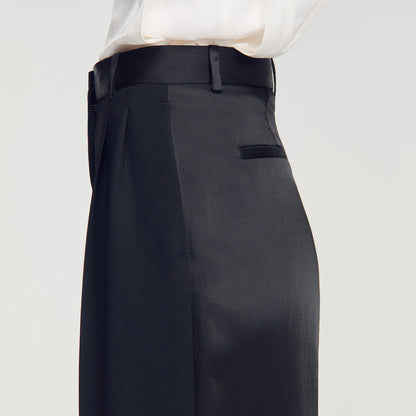 Azafrona Mixed-Material Satin Trousers Black