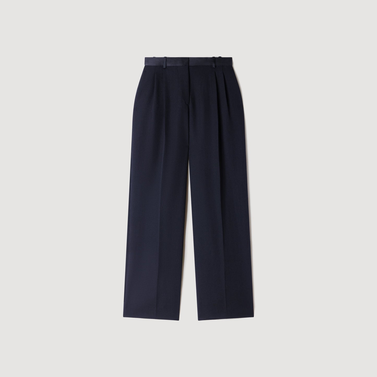 Azafrona Mixed-Material Satin Trousers Black