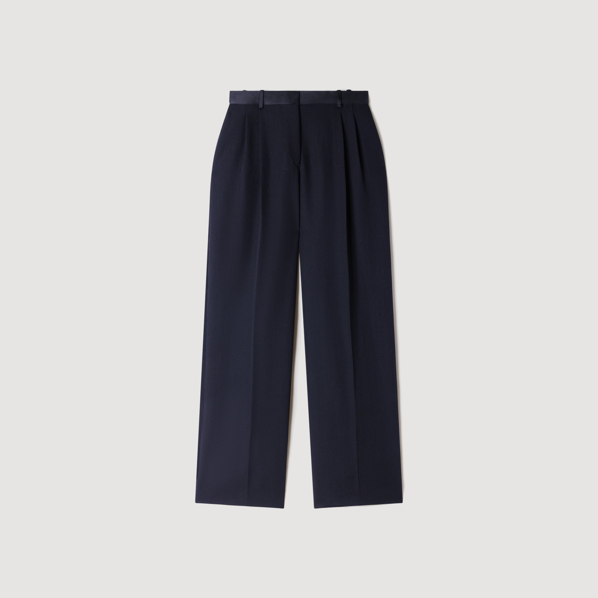 Azafrona Mixed-Material Satin Trousers Black