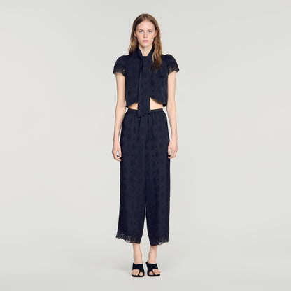 Hailey Fluid Paisley Jacquard Trousers Black