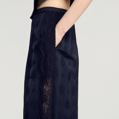 Hailey Fluid Paisley Jacquard Trousers Black