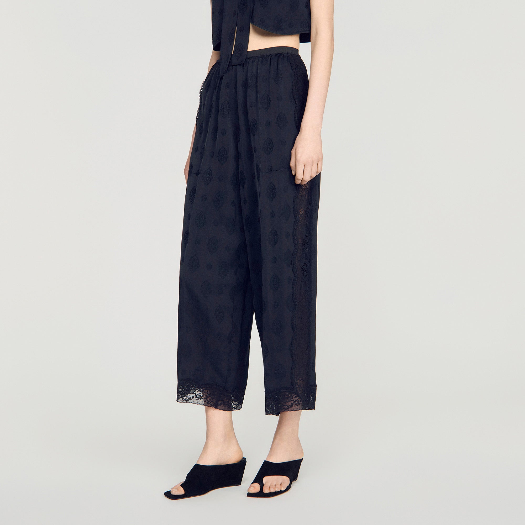 Hailey Fluid Paisley Jacquard Trousers Black