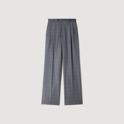 Mireillo Rhinestone Check Wool Trousers Dark Grey