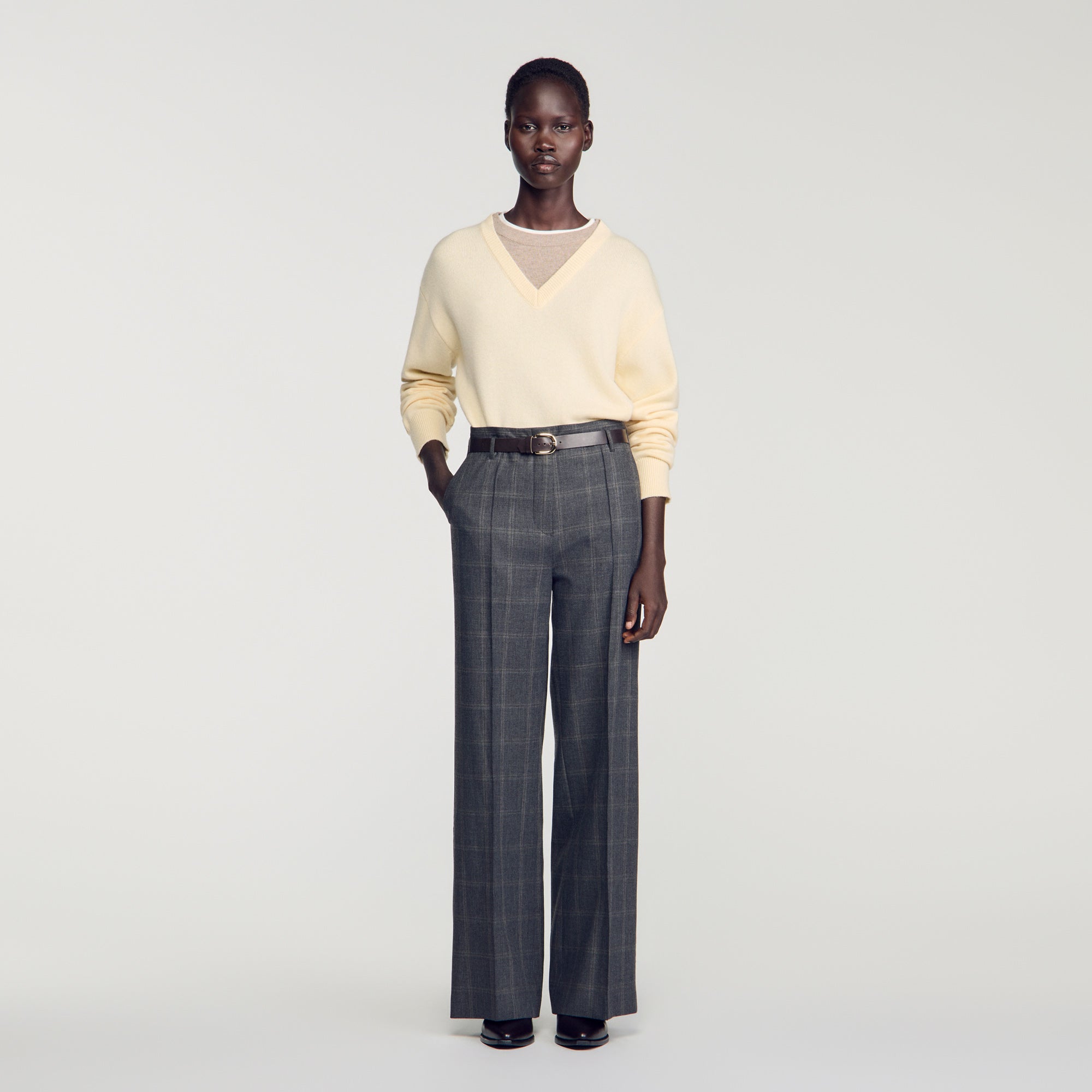 Colton Checked straight-leg trousers Grey
