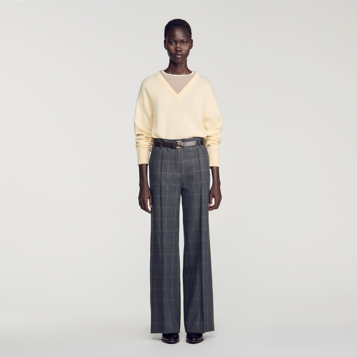 Colton Checked straight-leg trousers Grey