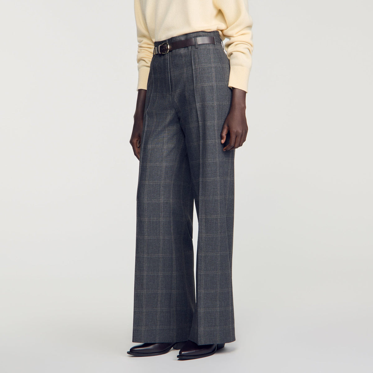 Colton Checked straight-leg trousers Grey