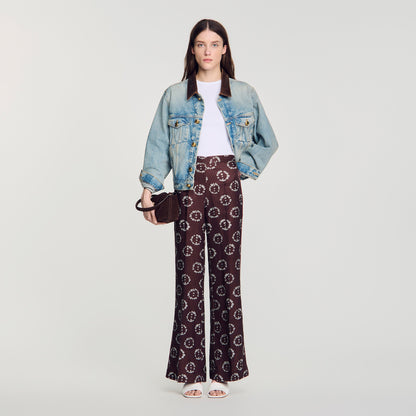 Saly Floral-print floaty trousers Brown