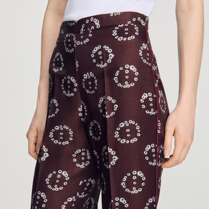 Saly Floral-print floaty trousers Brown