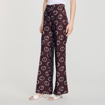 Saly Floral-print floaty trousers Brown