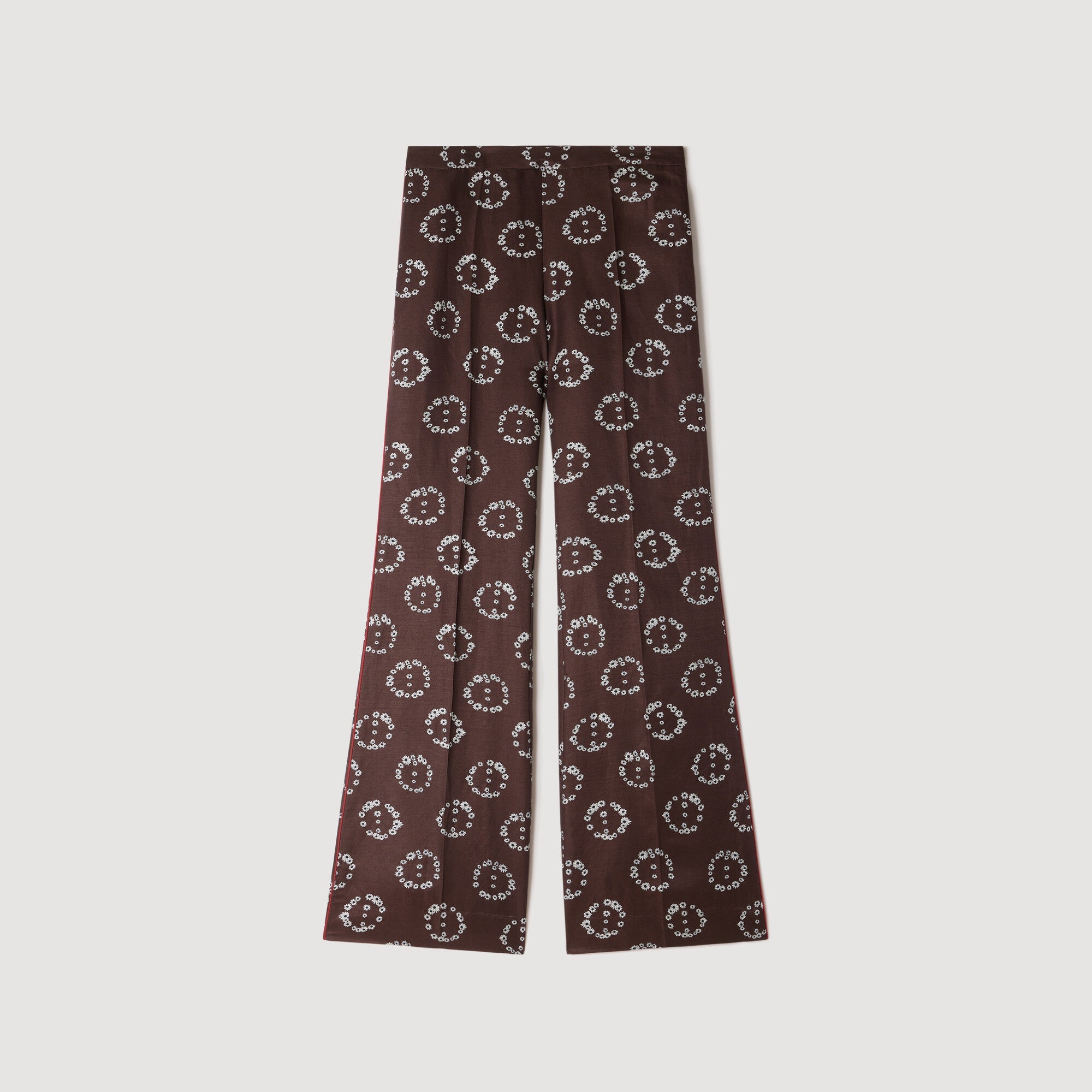Saly Floral-print floaty trousers Brown