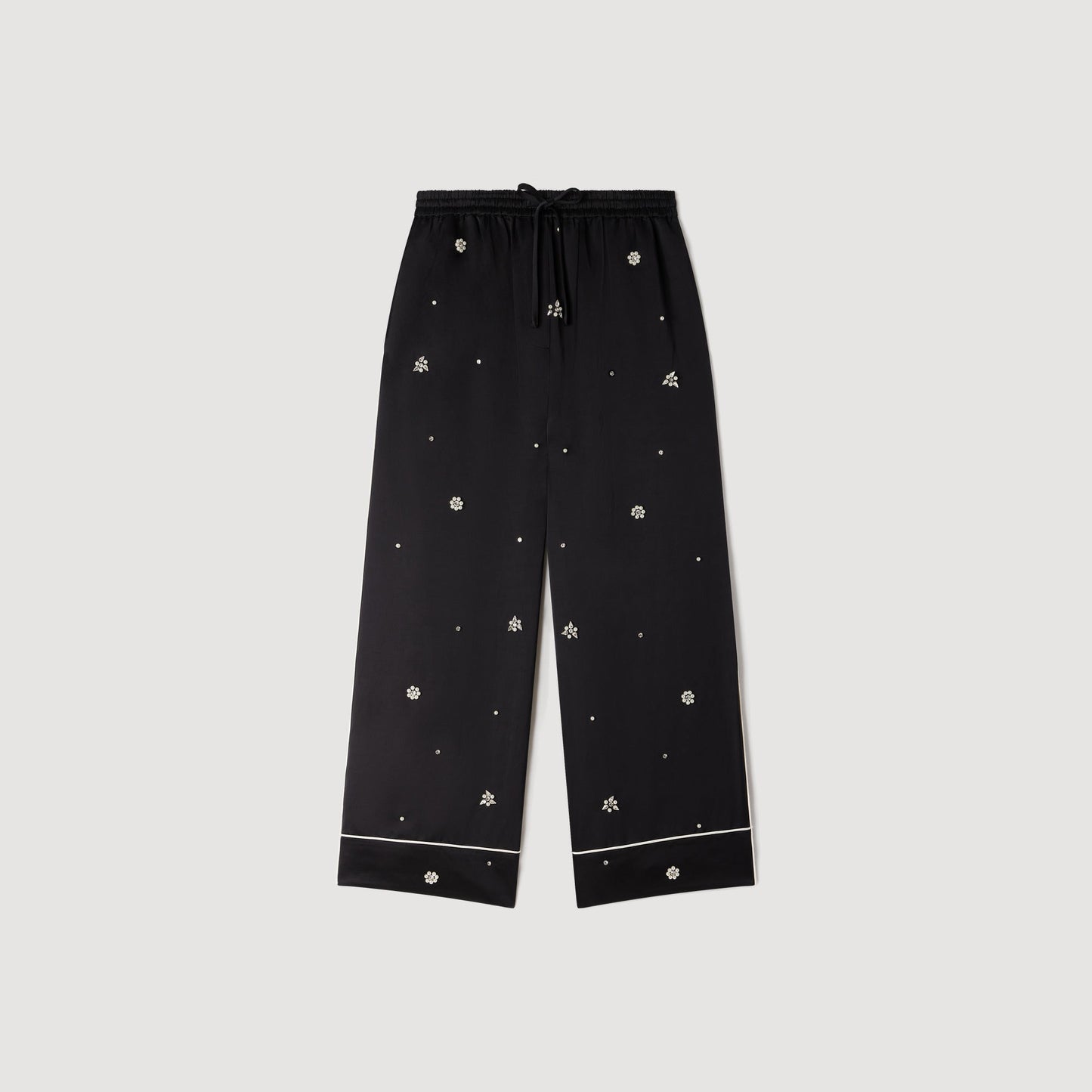 Rissea Rhinestone wide leg trouser Black