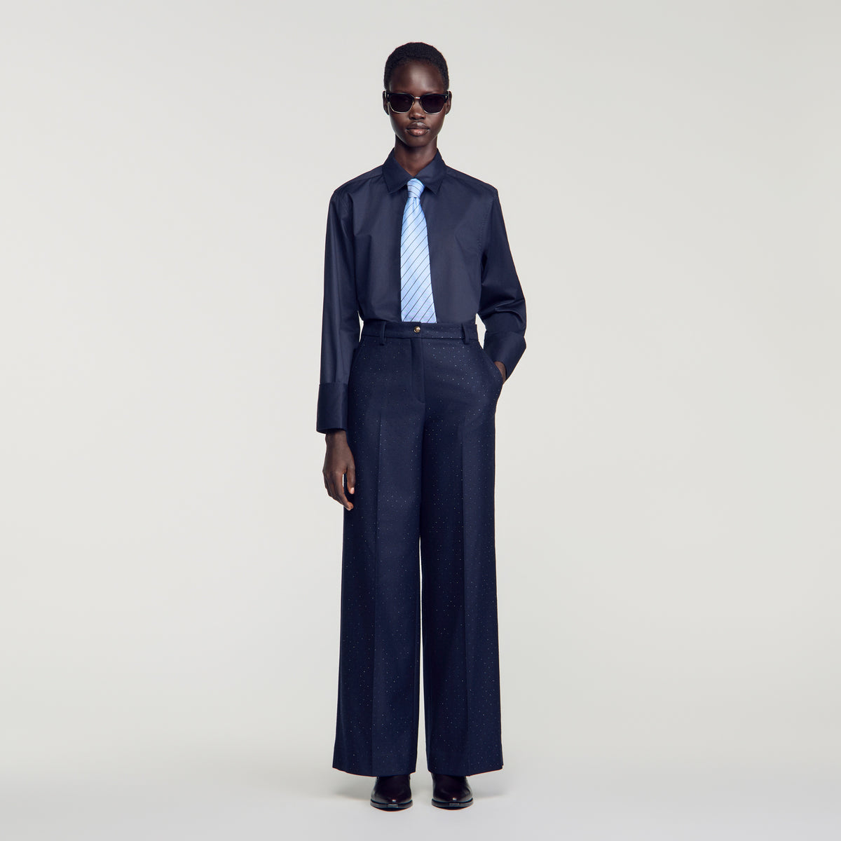 Ellington Rhinestone straight-leg trousers Navy Blue