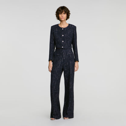 Carlisle Decorative tweed trousers Blue