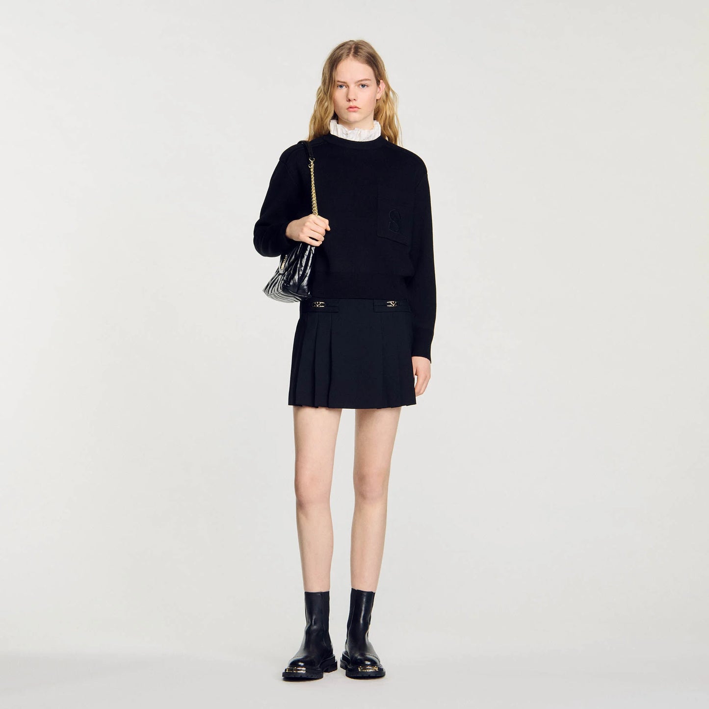 Knitted Jumper With High Neck Black