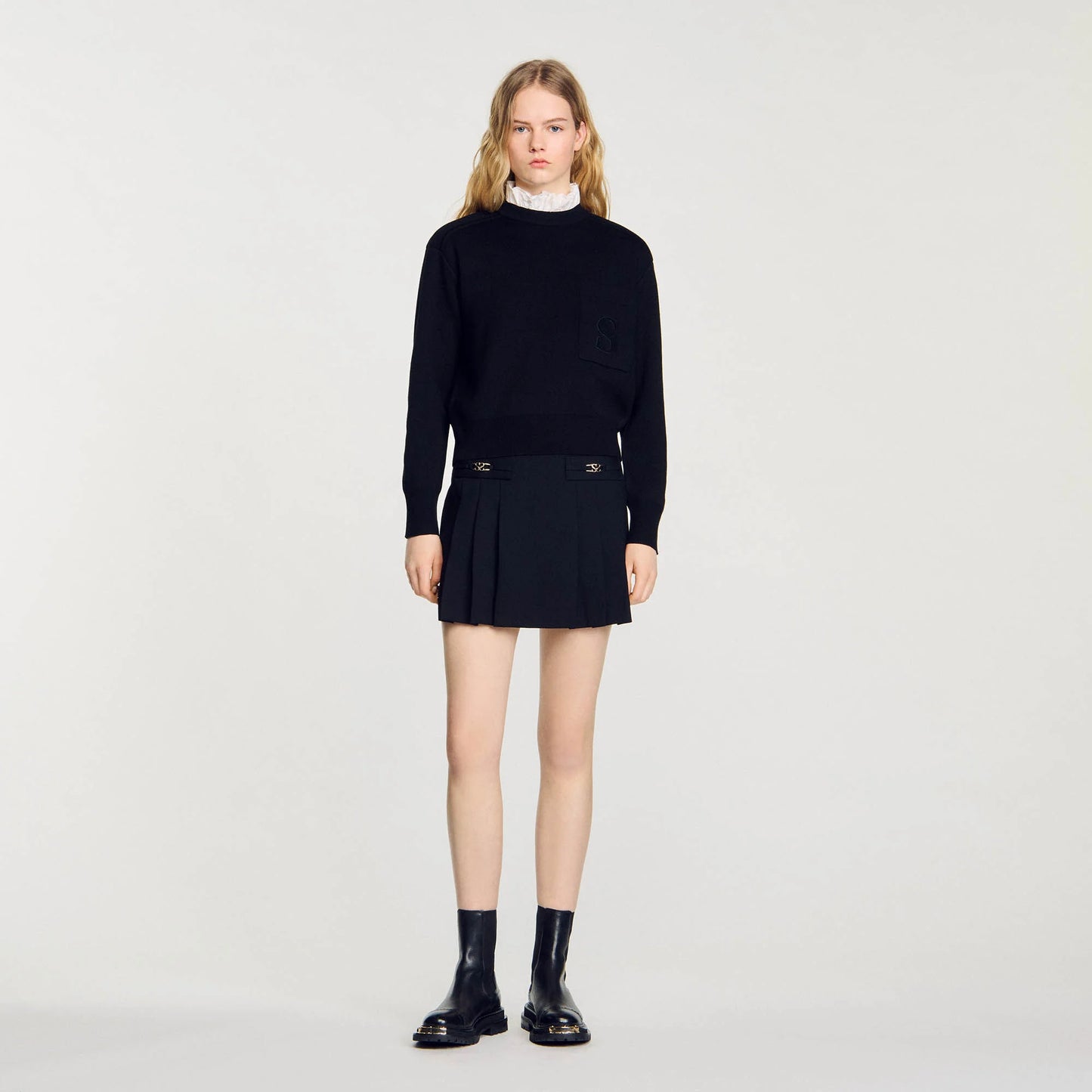 Knitted Jumper With High Neck Black