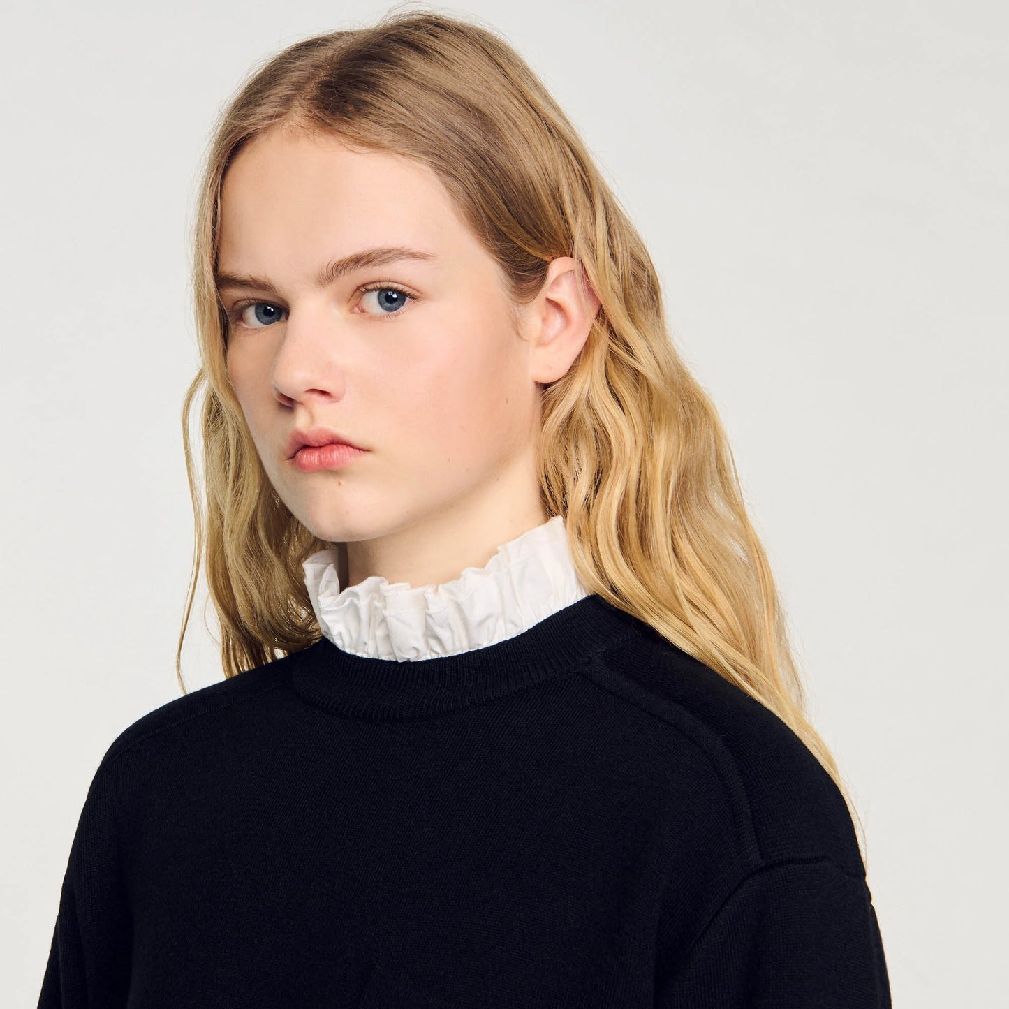 Knitted Jumper With High Neck Black