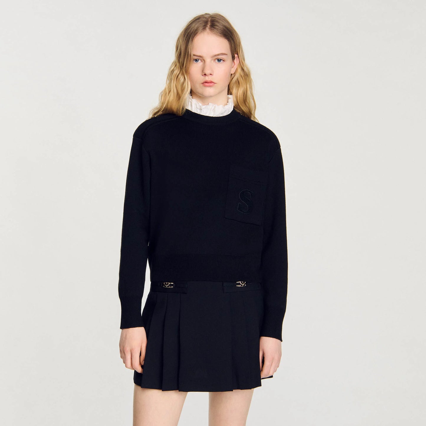 Knitted Jumper With High Neck Black
