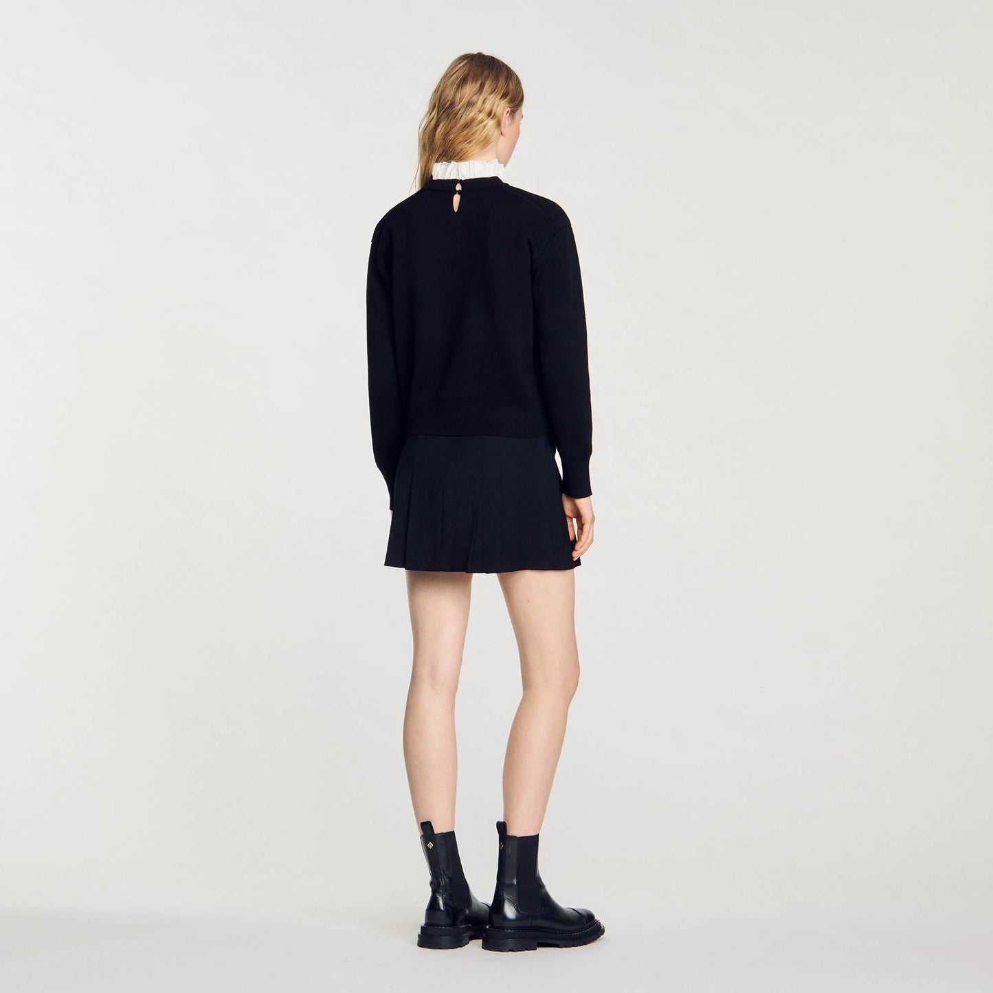Knitted Jumper With High Neck Black