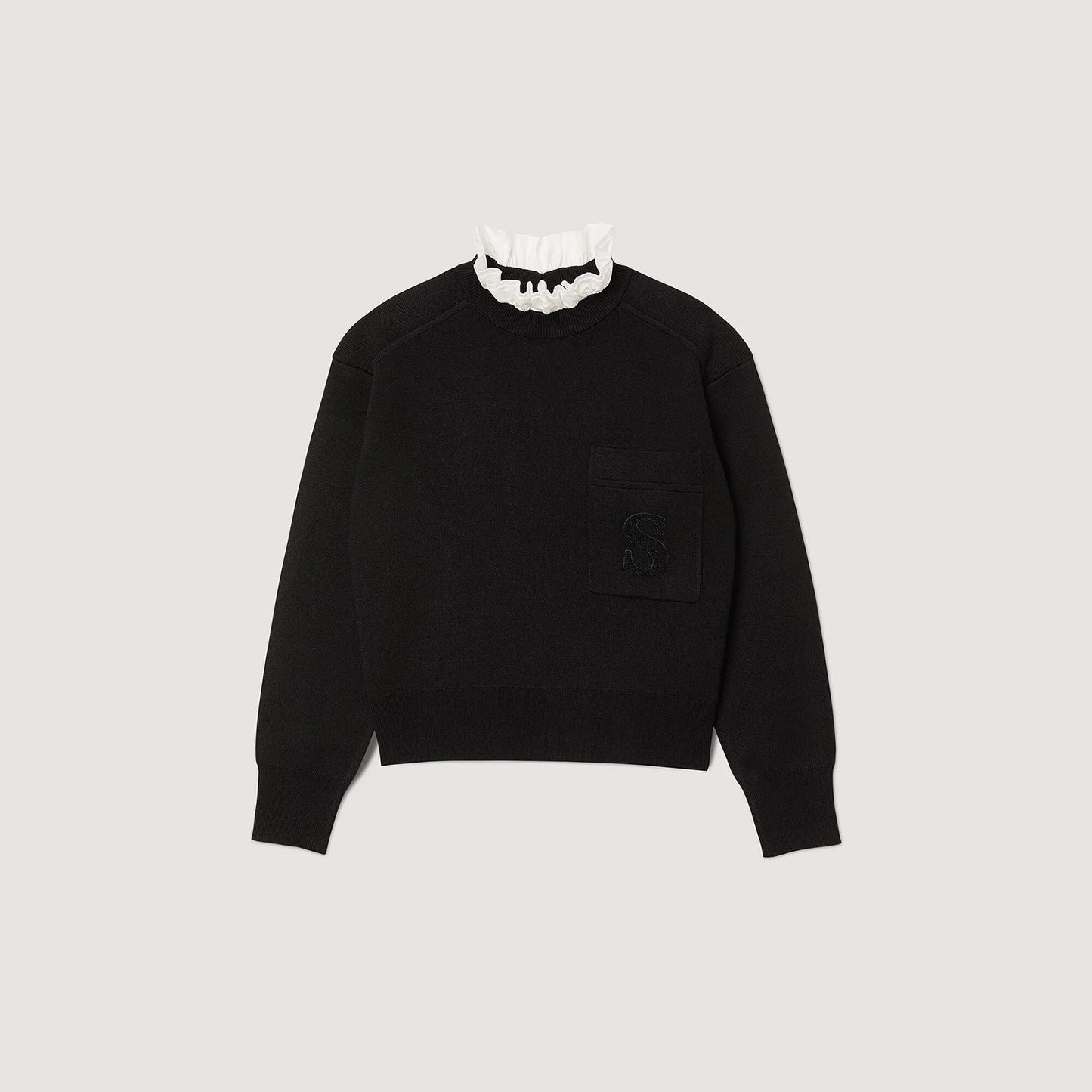 Knitted Jumper With High Neck Black