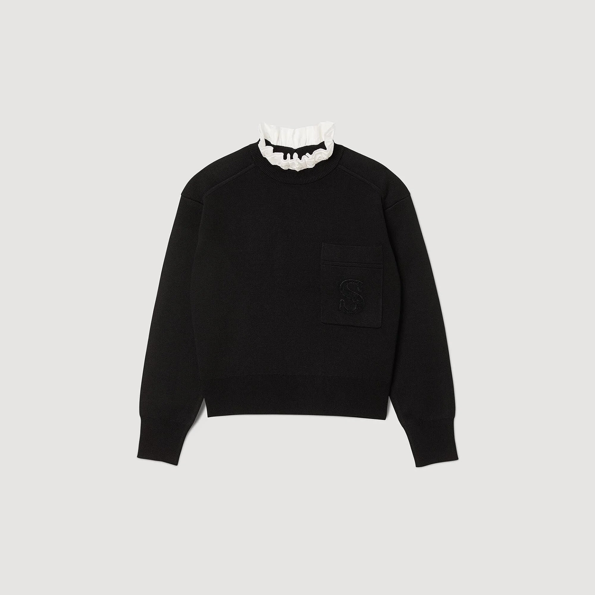 Knitted Jumper With High Neck Black
