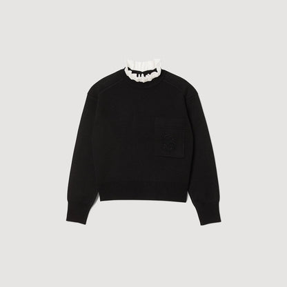Knitted Jumper With High Neck Black