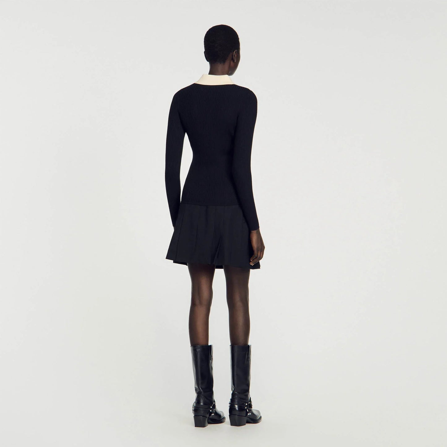 Knit Polo Shirt Jumper Black