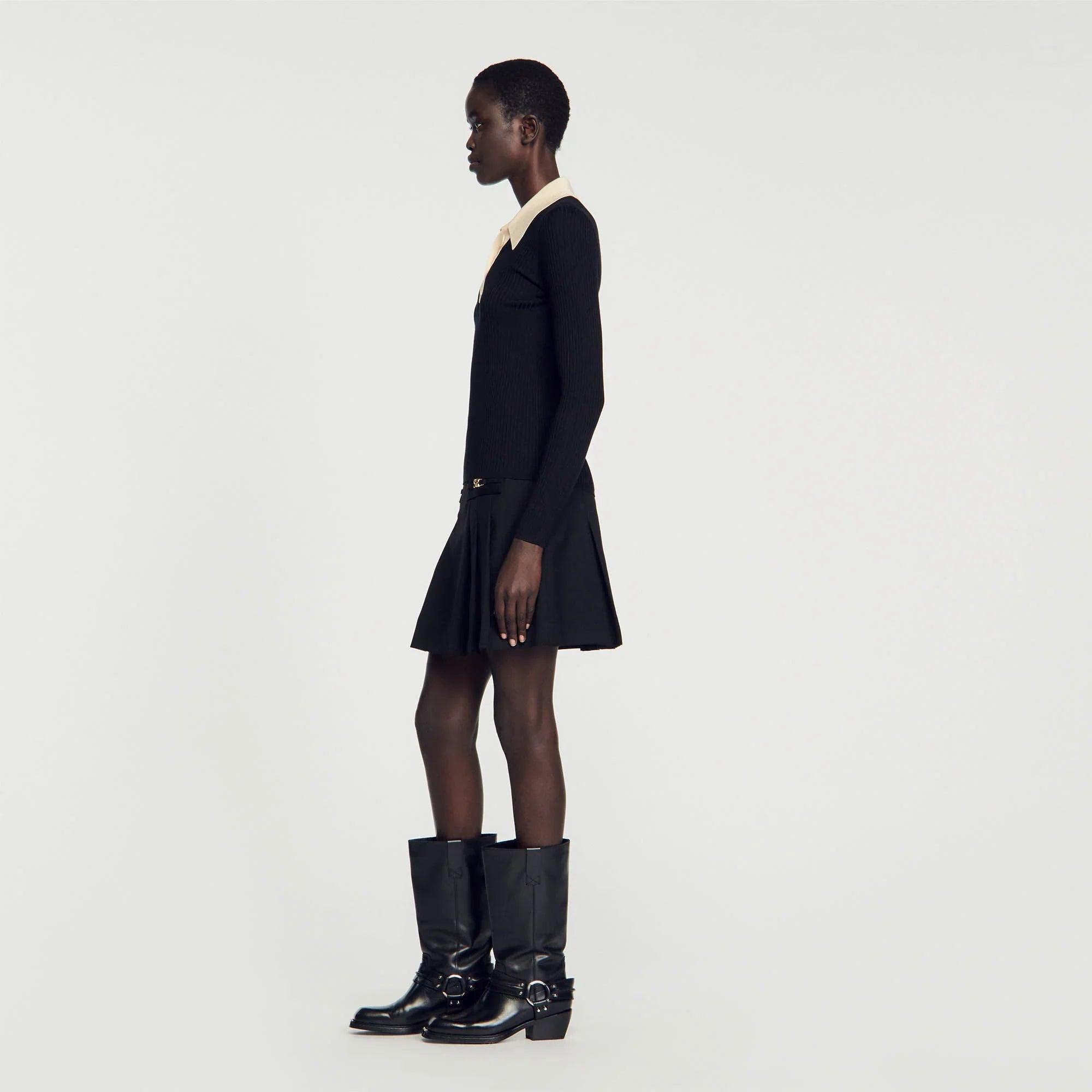 Knit Polo Shirt Jumper Black