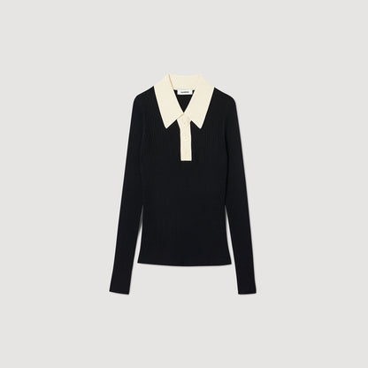 Knit Polo Shirt Jumper Black
