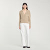 Open Polo-Collar Neck Jumper Beige