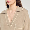 Open Polo-Collar Neck Jumper Beige