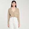 Open Polo-Collar Neck Jumper Beige