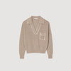 Open Polo-Collar Neck Jumper Beige
