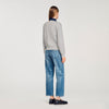 Damien Jumper With Denim Collar Grey