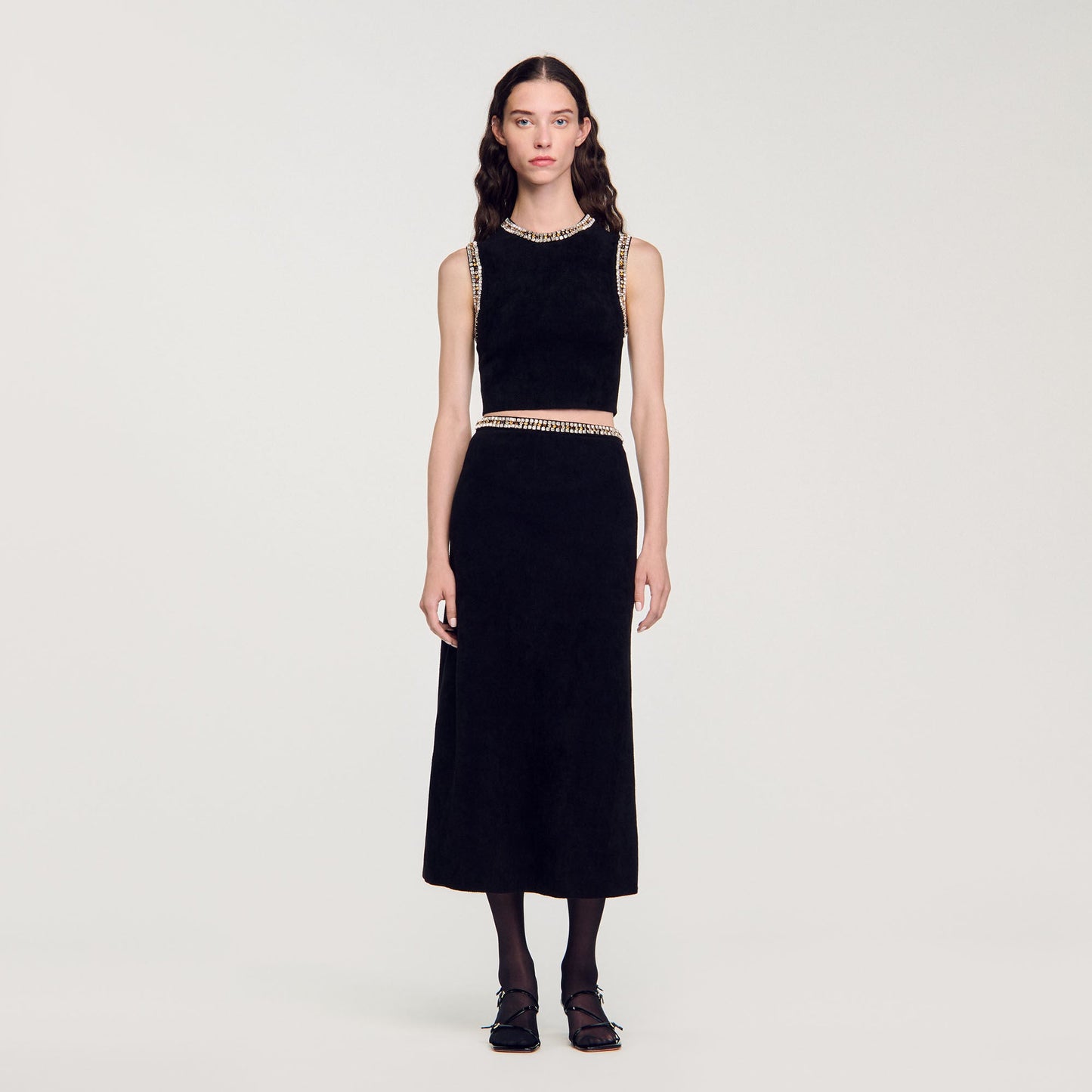 Jewellery-Neck Knit Top Black