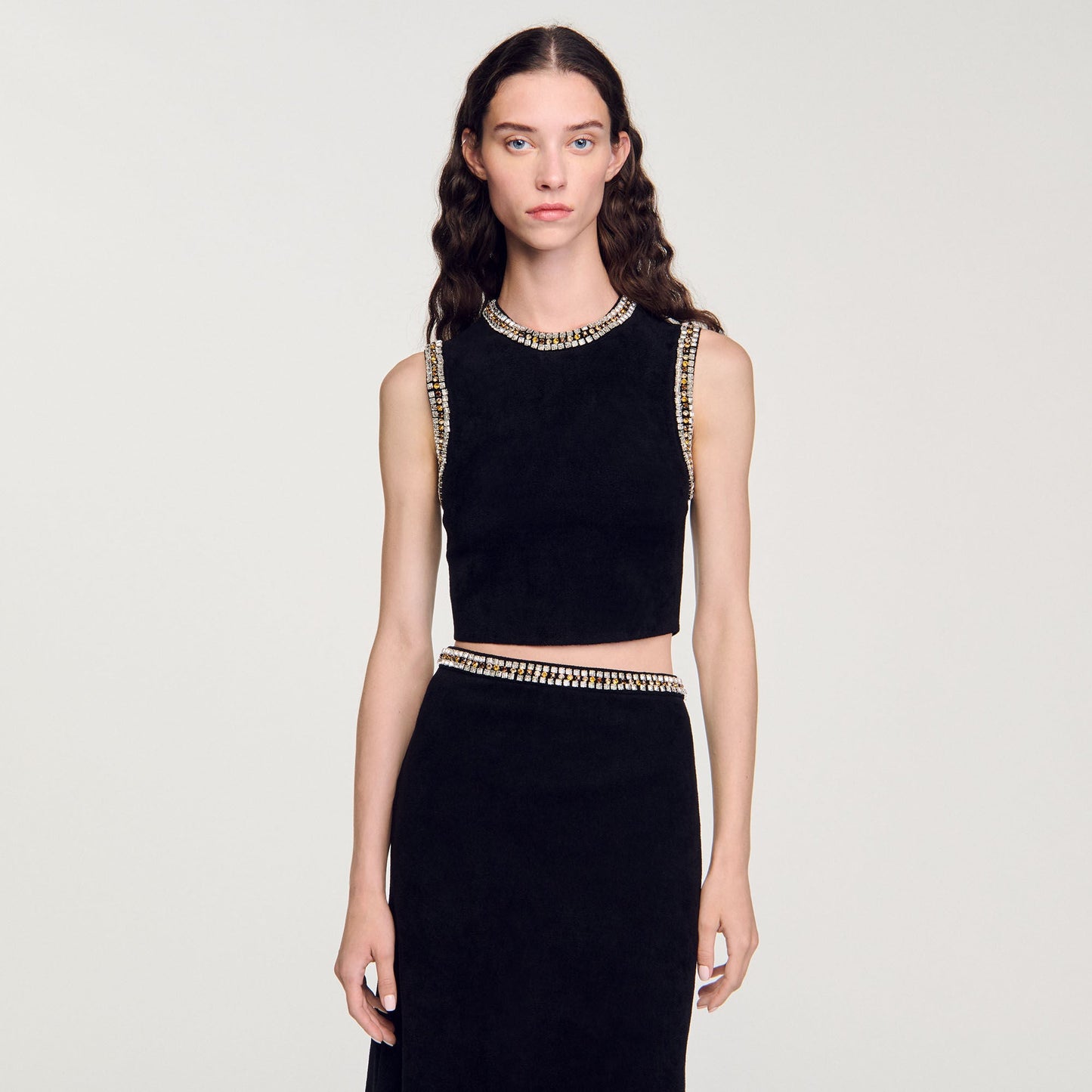 Jewellery-Neck Knit Top Black