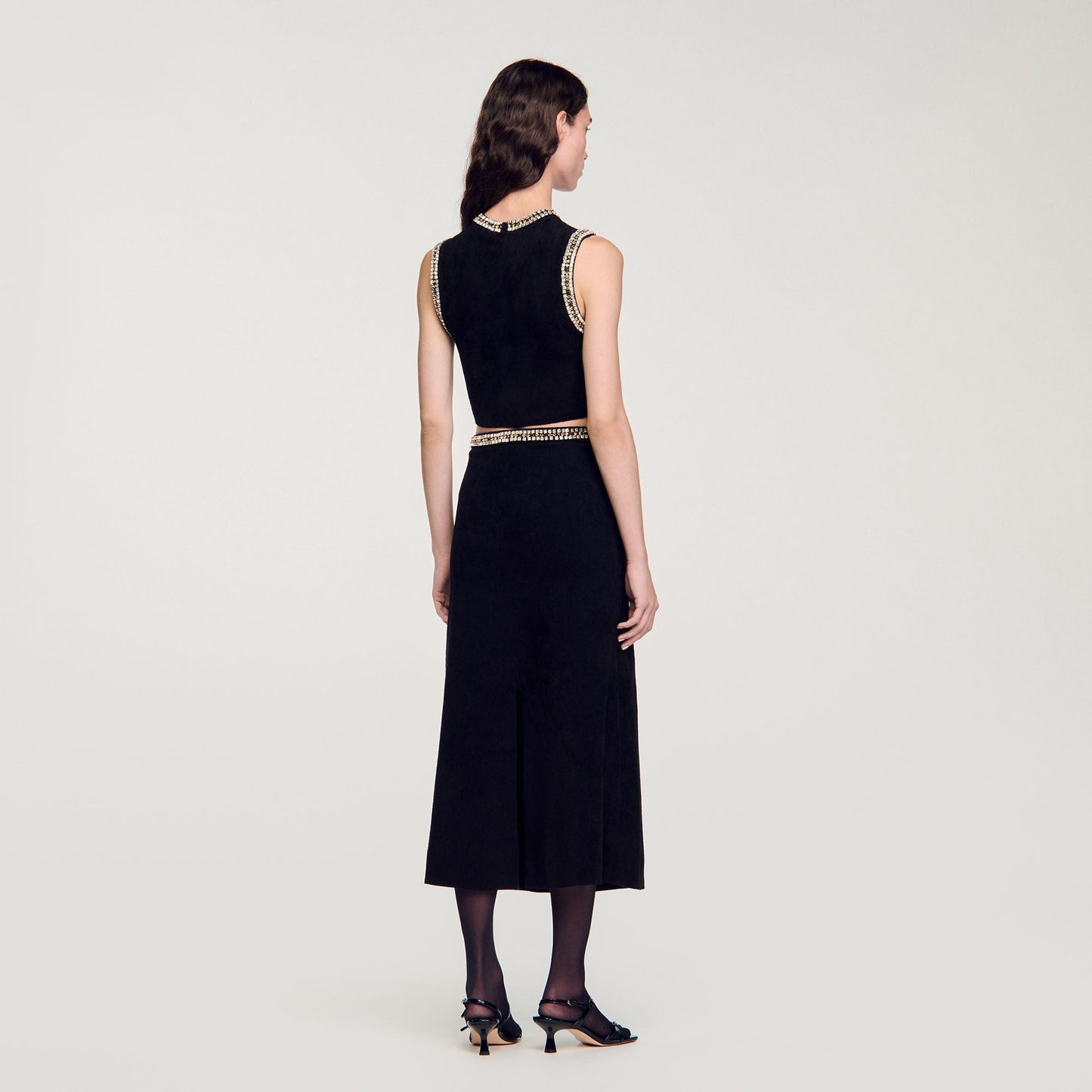 Jewellery-Neck Knit Top Black