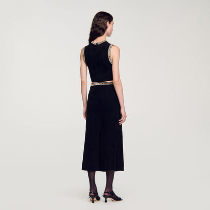 Jewellery-Neck Knit Top Black