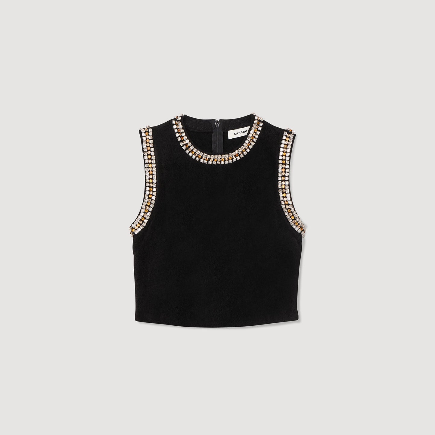 Jewellery-Neck Knit Top Black