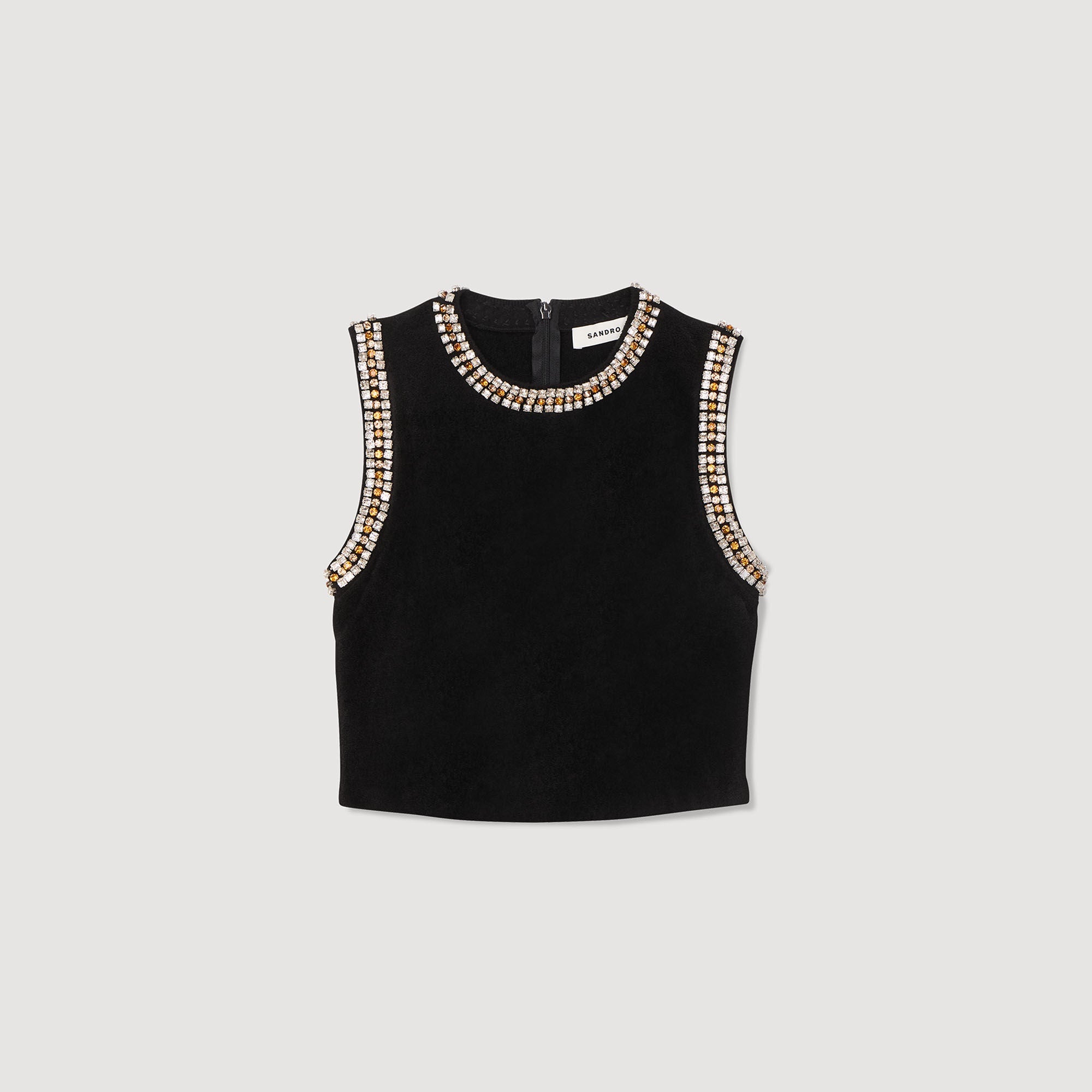 Jewellery-Neck Knit Top Black