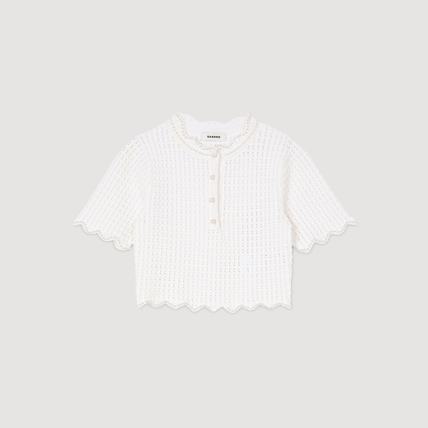 Roxelane Pearl Beaded Knit Jumper White