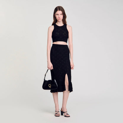 Alerio Decorative Knit Top Black