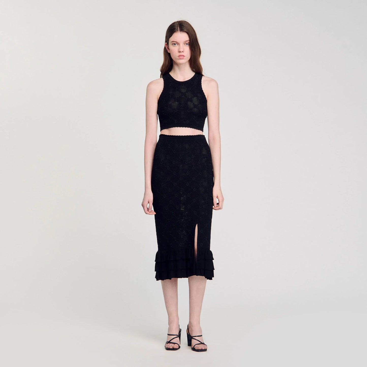 Alerio Decorative Knit Top Black