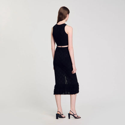 Alerio Decorative Knit Top Black