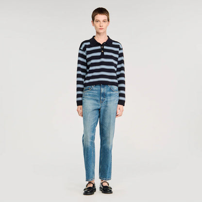 Stanislas Striped Polo Jumper Navy Blue