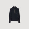 Morin Cable Knit Polo Jumper Navy Blue