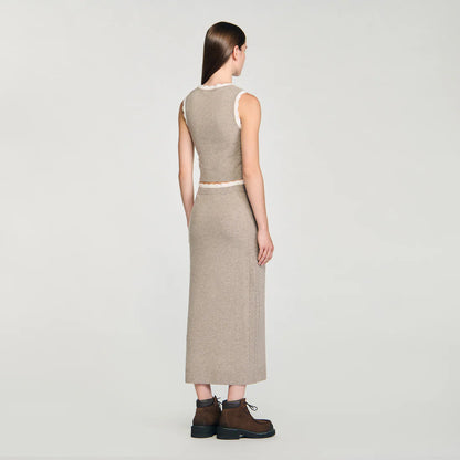 Eleo High-Neck Knit Jumper Taupe