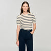 Madie Striped Jumper With Pearl Collar Ecru